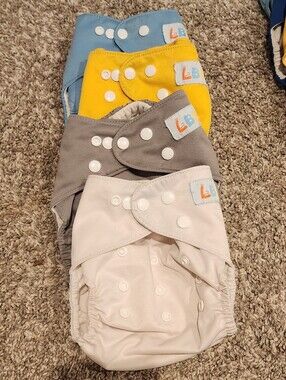 Reusable Cloth Diaper - White, Gray, Yellow, Blue - Pack